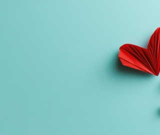 Red Paper Hearts Teal Background